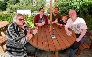 The Cooper family are among the locals enjoying a drink by the canal