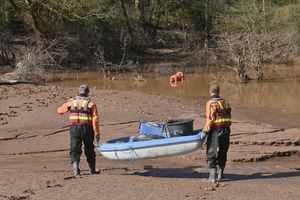 What was once six feet deep is now shallow enough for rescuers