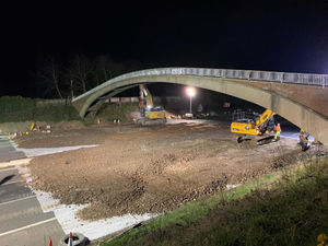 Supporting image for story: Dramatic footage shows workers bringing bridge crashing down onto M6