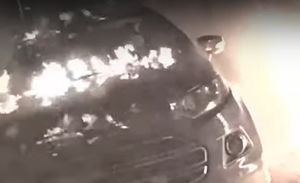 One of the vehicles that was set alight