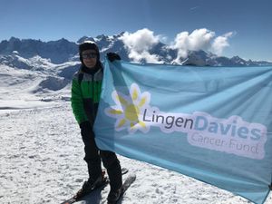 John taking Lingen Davies to the 'top of the world'.
