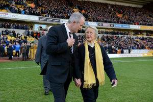 Rachael Heyhoe Flint with Steve Bull
