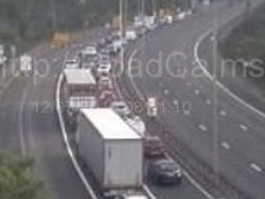 Supporting image for story: M5 tailbacks as motorway closed after lorry sheds metal load