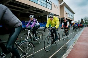 Hugh Porter on the track at Wolverhampton's Aldersley Stadium during the event in January