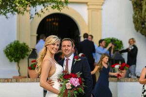 Kathryn and Philip in their more traditional wedding outfits on their big day. Photo: www.pbartworks.co.uk