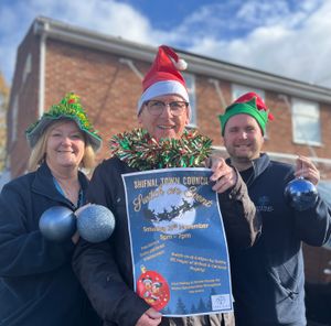Shifnal Town Clerk Denise Reynolds, the town's Mayor Paul Williamson, and Dan Harper from the council.