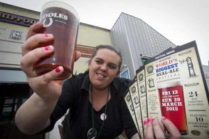 Cheryl Sherwin raises a glass to the real ale festival which is being held at The Hippodrome pub in Market Drayton