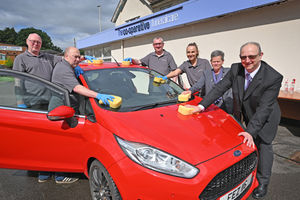 Staff at Central Co-op. Pictured left to right: Dave Parr, Eddie Wynn,Carl Moseley, Eve Wilkes, Gail Bowen and Paul Whitehouse.