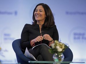 Mishal Husain hosts a group discussion during the Global Soft Power Summit at the Queen Elizabeth II Conference Centre in London in March 2023