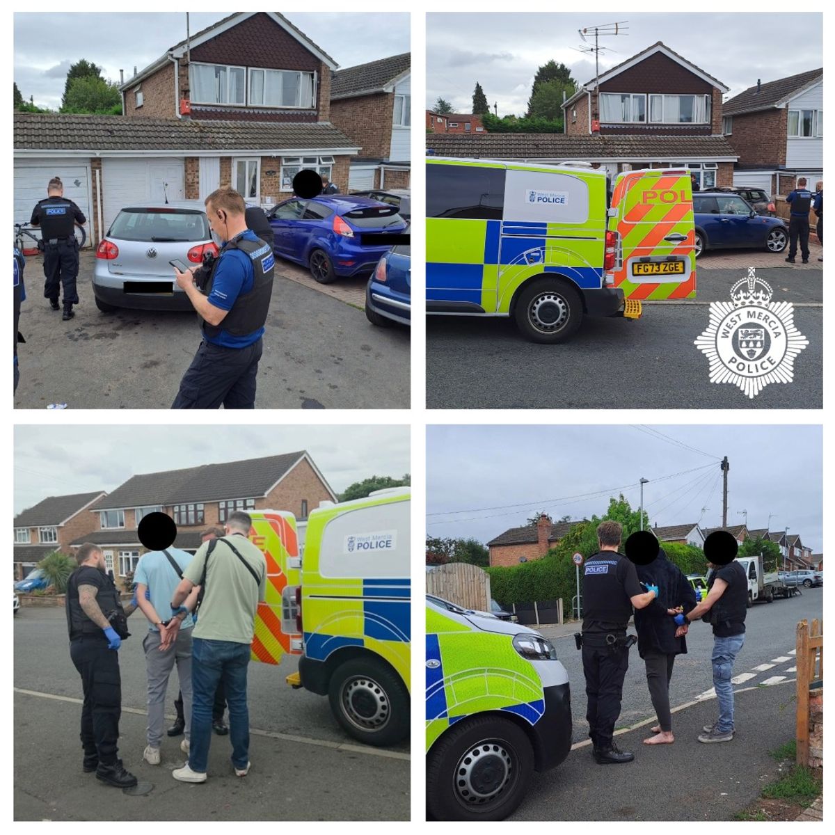 Two arrested, stolen car recovered and weapons seized in police raid on house in Stourport