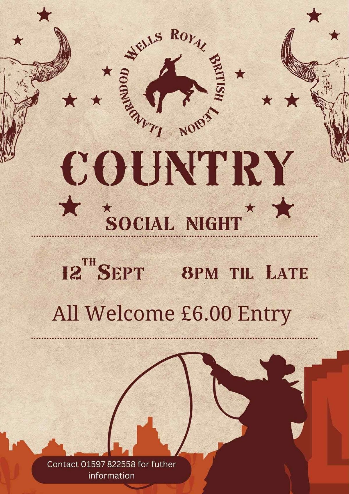 A Llandrindod Wells venue will be holding a country social night
