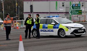 The scene at Burntree junction, Dudley, after and Audi was involved in an RTA.