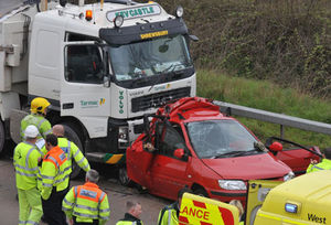 Supporting image for story: Driver seriously injured after M54 smash with lorry