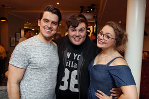 Oliver Ormson at Wolverhampton Grand Theatre in 2017 with Scott Paige and Carrie Hope Fletcher for The Addams Family