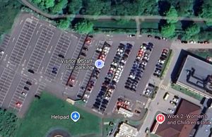 Aerial image of the car park where solar panels could generate electricity for the PRH. Picture: Google Maps