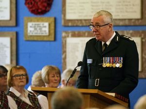 PSNI Chief Constable Jon Boucher during the service at Sandys Street Presbyterian Church, Newry