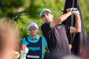 Joaquin Niemann leads the way at LIV Golf UK at JCB Golf and Country Club near Uttoxeter. Pic: LIV Golf
