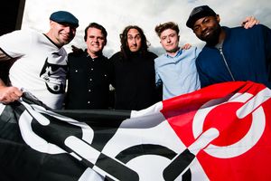 Left to right: Jonny Cole, Wayne Beese, Ross Noble, Mike Crump and Darren Harriott