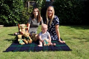 George Harwood and his family with some of their Merrythought bears 