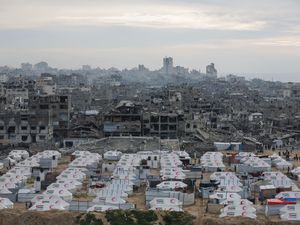 A tent camp for displaced Palestinians