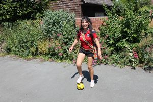Jen Blake practising her soccer skills