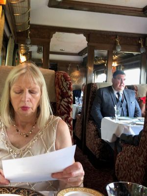 What's for lunch ... passengers study the à la carte menu aboard the Northern Belle