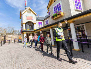 David Walliams led six children onto the new ride