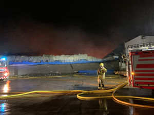 Fire crews batting a huge fire at Halesfield 7, Telford. Photo: West Midlands Fire Service