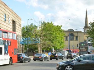 Previous traffic queues in Pipers Row, Wolverhampton.