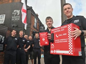 Supporting image for story: Sedgley pub teams up with firefighters to fund and install new bleed kit