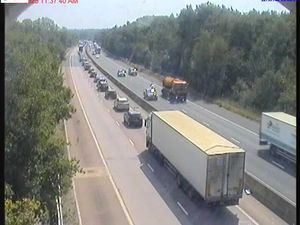 Supporting image for story: Major M54 disruption after lorry crashes into hedge - tailbacks reported