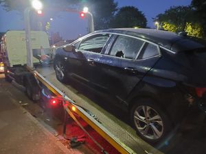 The windows of the car were smashed