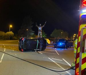 The crash partially blocked the road in the aftermath. Image: Aldridge Fire Station