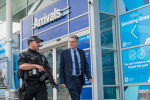 PCC Simon Foster with a firearms officer