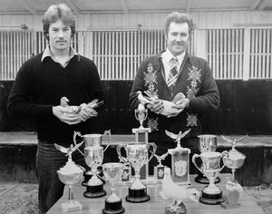 Pigeon fancier John Preece from Red Lake is seen with his youngest son Glyn Preece, circa 1986.