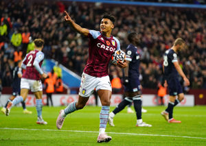 Aston Villa's Ollie Watkins celebrates scoring their side's first goal of the game