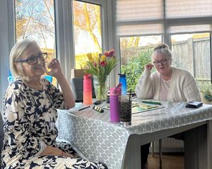 True friendship - Lynn (L) never let Penny (R) win at Scrabble.