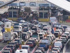Cars queuing at check-in to board ferries at the Port of Dover in Kent on Friday morning