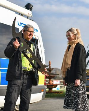 Donald Goudie of Derbyshire Police and Alice-Rose Langford from the British Ironwork Centre