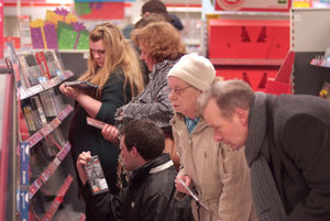 Shoppers in Woolworths in Whitchurch browsing for last minute bargains.