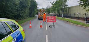 Road closures were in operation around the area as emergency services worked to tackle the blaze