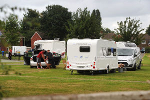 Travellers parked next to a children's playground in Cannock this week