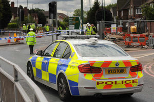 Police at the scene of the horror accident