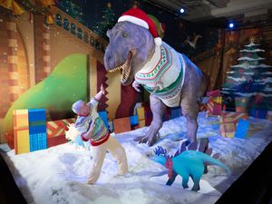 Supporting image for story: T. rex launches Natural History Museum’s sustainable Christmas jumper