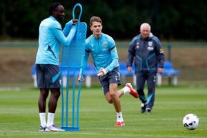 Isaac Price in action for West Brom during training (Photo by Adam Fradgley/West Bromwich Albion FC via Getty Images)