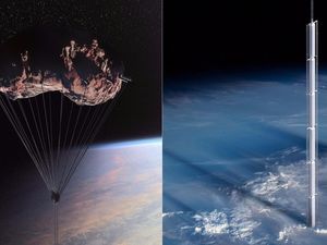 Supporting image for story: This concept skyscraper hangs from an orbiting asteroid - no, seriously