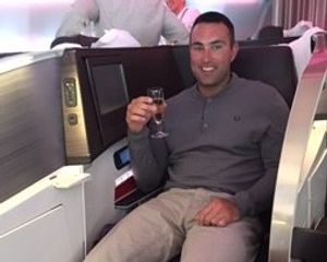 Jones enjoying a first-class flight