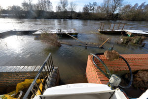 The view over the flood barrier on the front door..