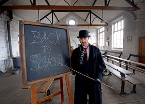 'Headteacher' Matt Hawkins is ready to discipline the 'pupils' at the Black Country Living Museum's school