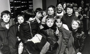 Happy faces at the Cinema Club in Great Wyrley, 1981. 